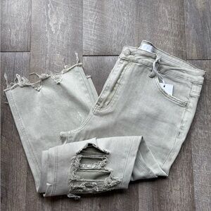 Distressed Light Sage Green Women Jeans